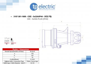 Preview: CEE Stecker 5P 32A 6h IP44